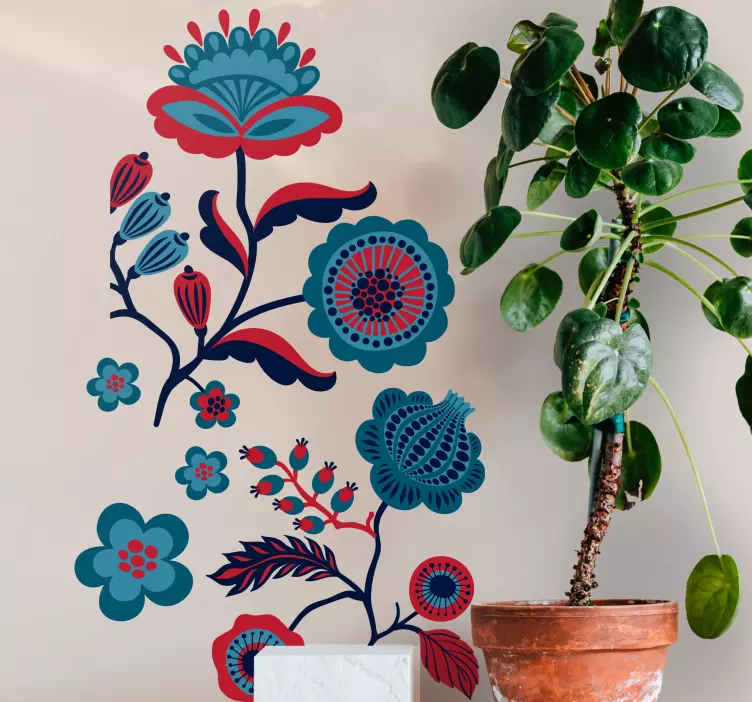 Traditionellt polsk blommönster klistermärke - Tenstickers