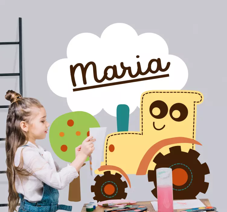 Traktor stämpel med text personlig dekal - Tenstickers