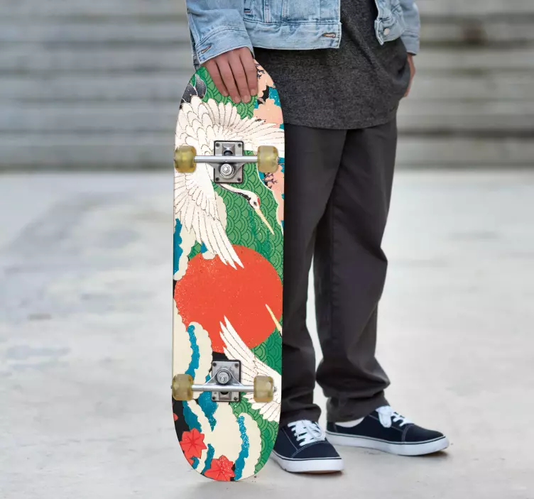 Väggklistermärken djur tranor under stigande sol - Tenstickers