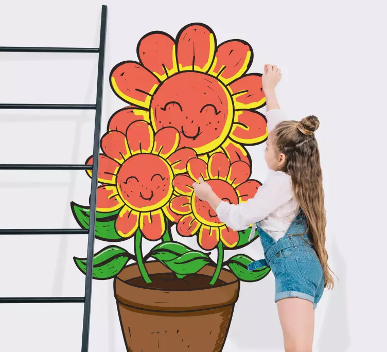 Tre glada blommor klistermärke - Tenstickers