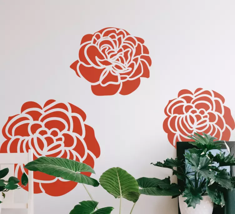 Tre monocolor nejlikor blommor vägg klistermärke - Tenstickers