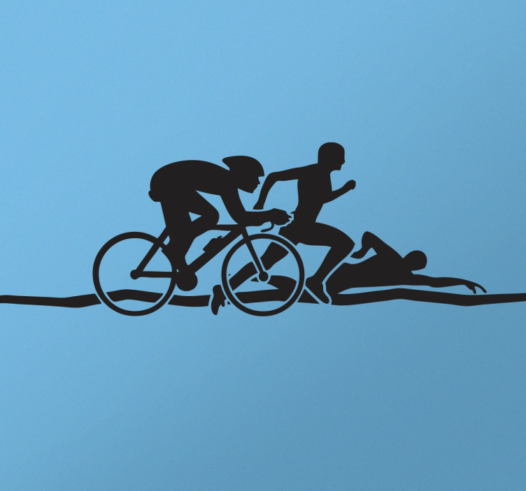 Triathlon silhouette klistermärke - Tenstickers