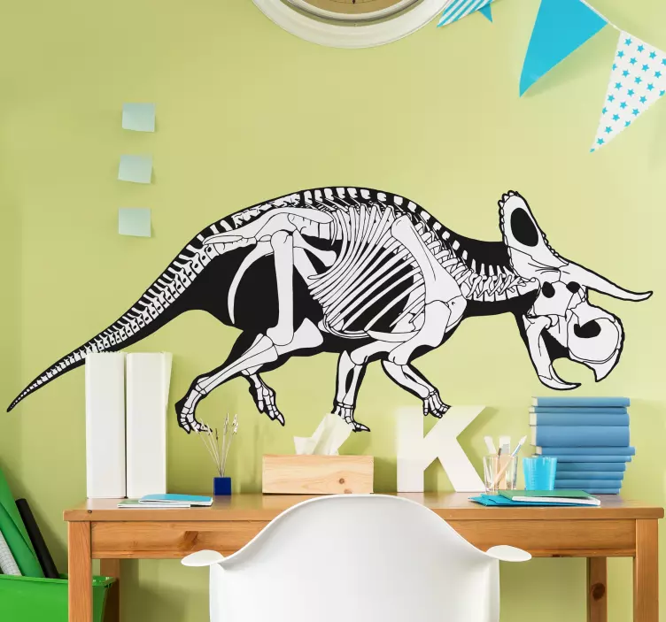 Triceratops skelettvägg klistermärke - Tenstickers