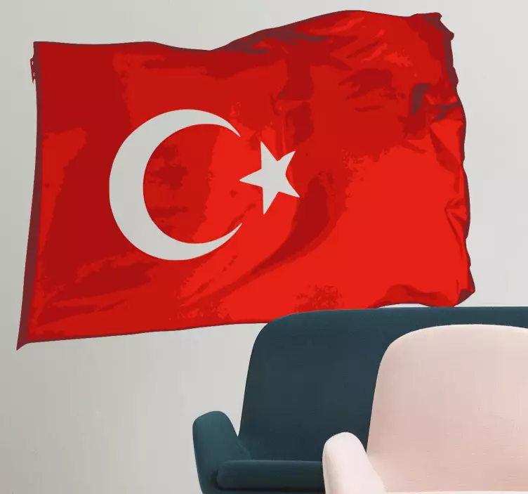 Turkiet viftande flagga klistermärke - Tenstickers
