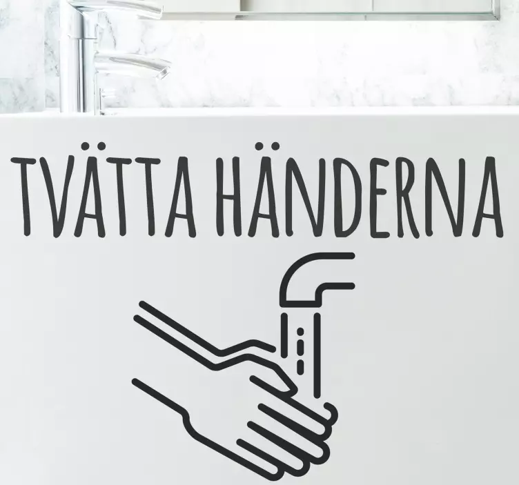 Tvätta händerna mening badrum vägg klistermärke - Tenstickers