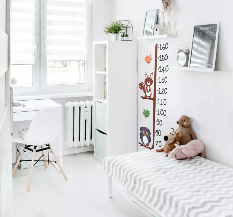 Uggla och kanin höjd diagram väggdekal - Tenstickers