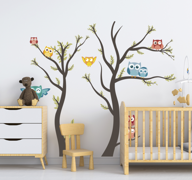 Ugglor pastellfärgade vilda djur dekaler - Tenstickers