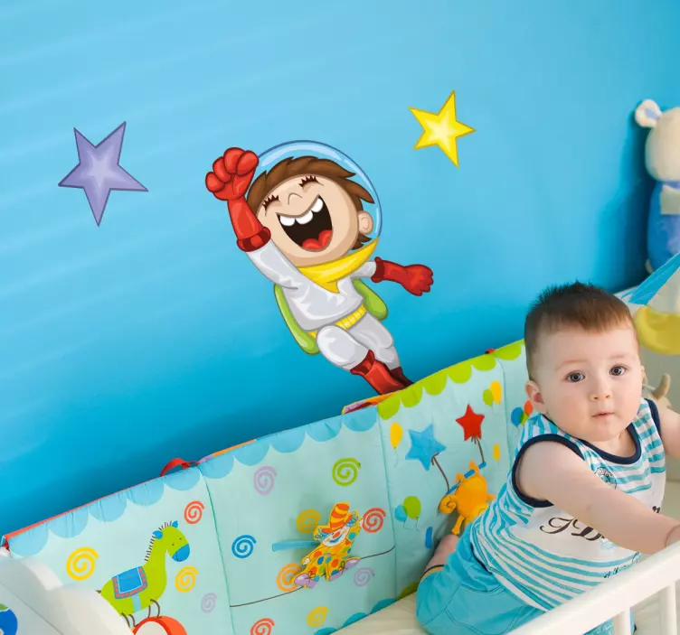 Ungar lycklig astronaut klistermärke - Tenstickers