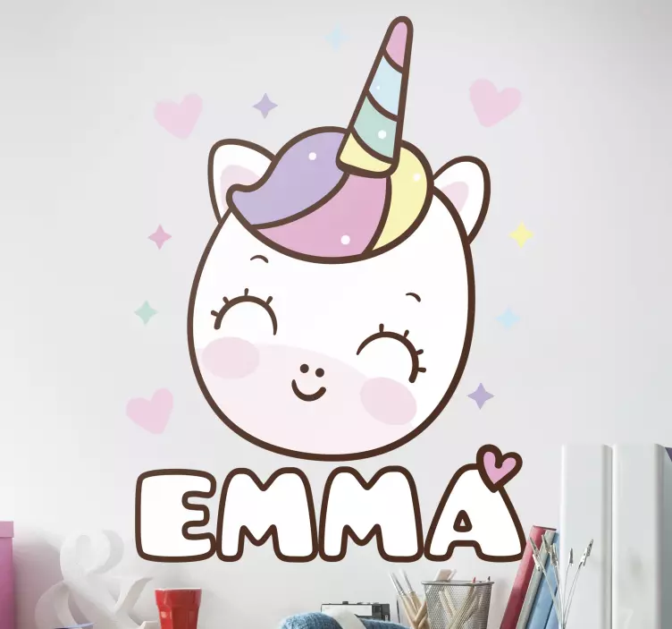 Enhörning med namnet saga klistermärke - Tenstickers