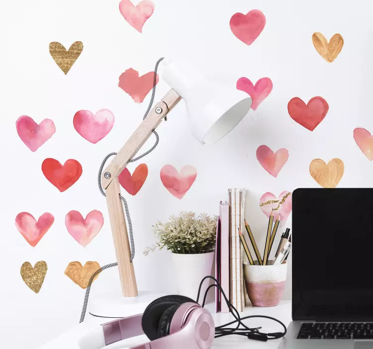 Uppsättning hjärtan för älskare älskar klistermärke - Tenstickers