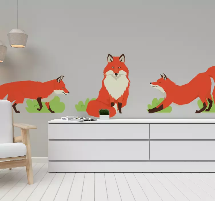 Uppsättning av tre rävar vilda djur dekal - Tenstickers