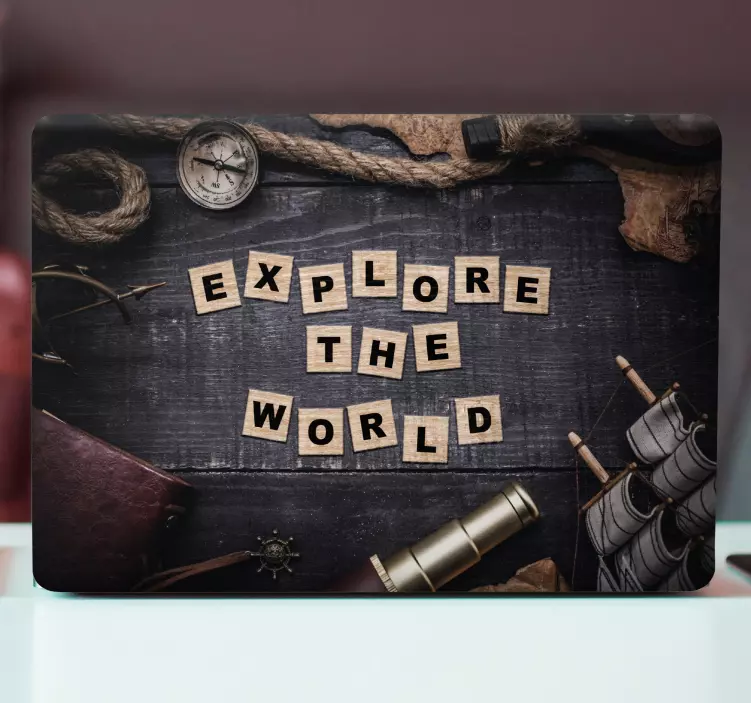 Upptäck världen klistermärke för bärbar - Tenstickers