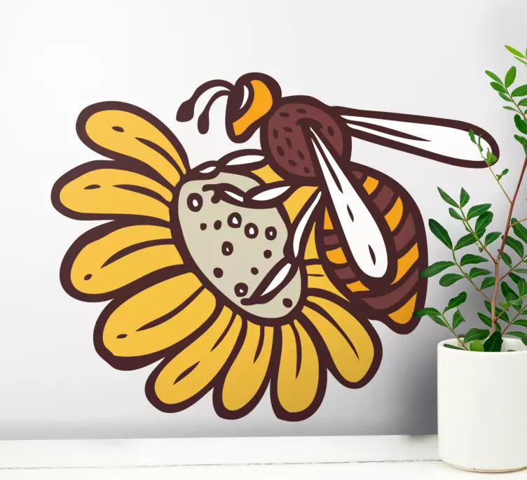 Väggklistermärken djur bi pollinerar blommor - Tenstickers
