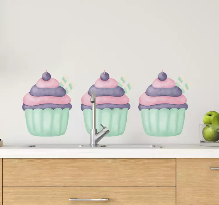 Väggklistermärken djur cupcake kök dekoration - Tenstickers
