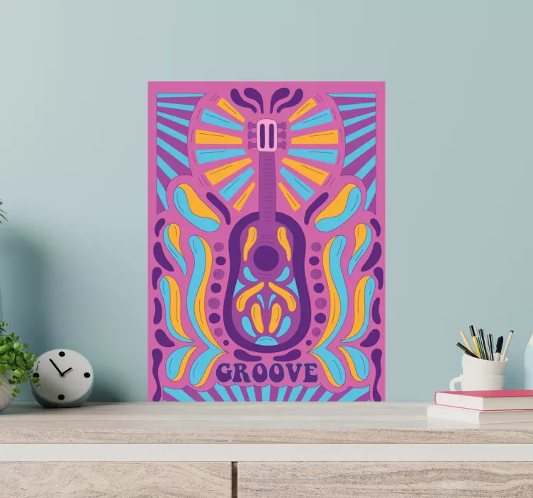 Väggklistermärken djur färgglad gitarrkonst - Tenstickers