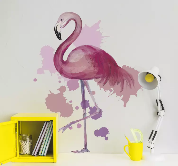 Väggklistermärken djur flamingo splash konst - Tenstickers
