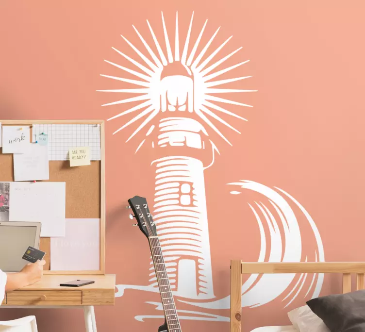 Väggklistermärken djur fyr med vågor - Tenstickers