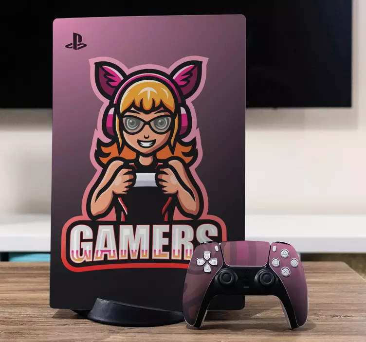 Väggklistermärken djur gamer tjej konst - Tenstickers