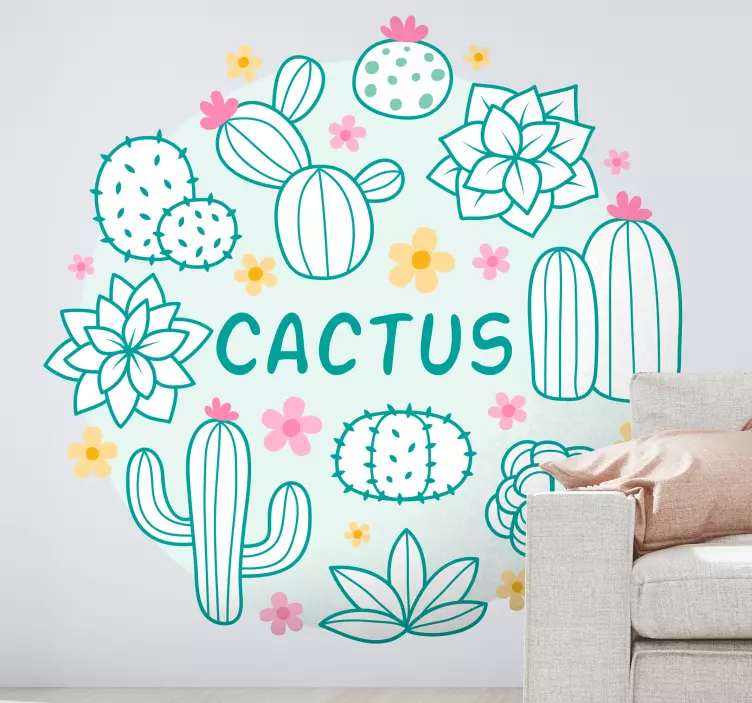 Väggklistermärken djur kaktusblommor - Tenstickers
