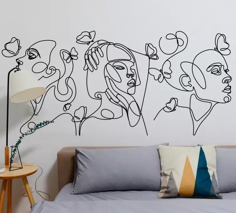 Väggklistermärken djur kontinuerliga linjeporträtt - Tenstickers