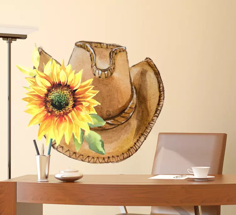 Väggklistermärken djur med cowboyhatt blommor - Tenstickers