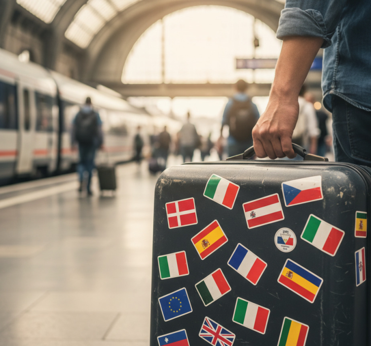 Väggklistermärken djur med europeiska flaggor - Tenstickers