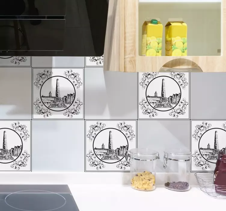 Väggklistermärken djur med historiska landmärken - Tenstickers