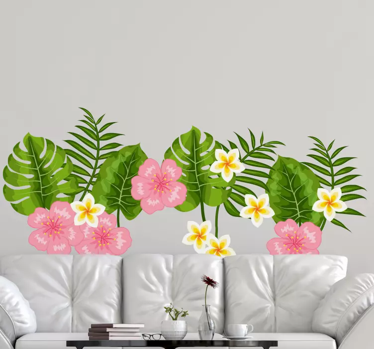 Väggklistermärken djur tropisk blommor arrangemang - Tenstickers