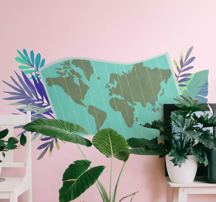 Väggklistermärken djur världskarta dekoration - Tenstickers