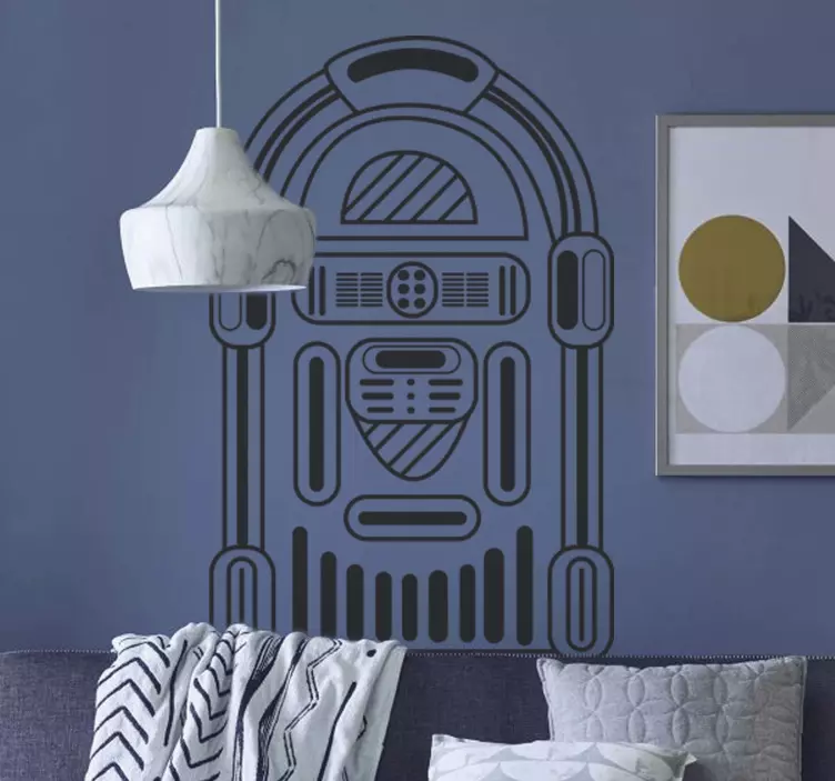 Vardagsrum gammal musikmaskin rock klistermärke - Tenstickers