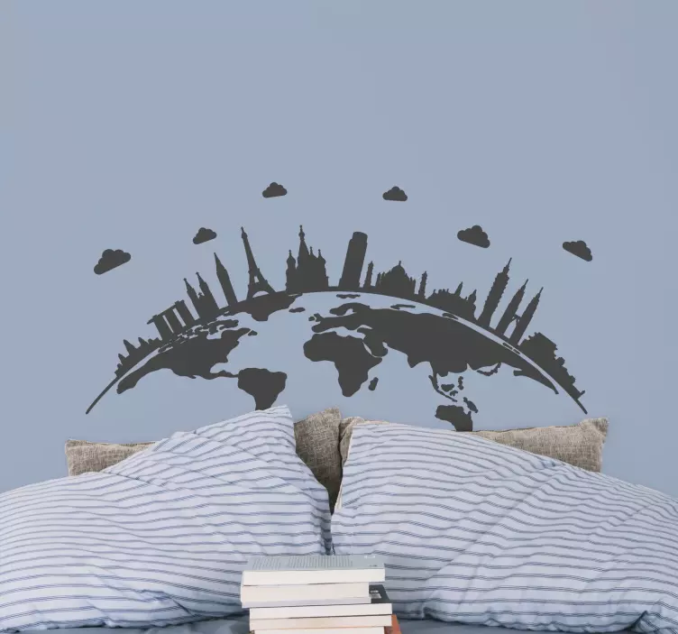 Världskarta med historiskt monument - Tenstickers