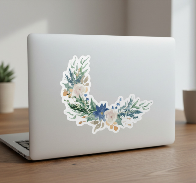 Vattenfärgsblommor klistermärke för bärbar - Tenstickers