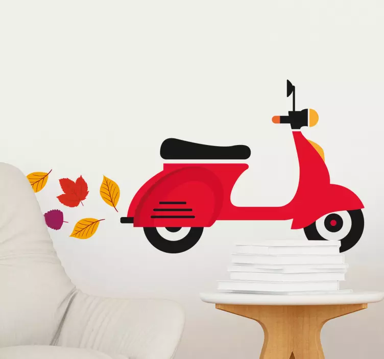 Vespa scooter lämnar vägg klistermärke - Tenstickers