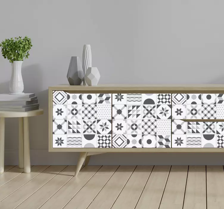 Vintage blå kakel möbler klistermärke - Tenstickers