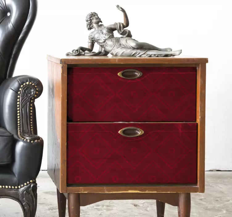 Vintage röd fyrkantiga mönster möbler klistermärke - Tenstickers