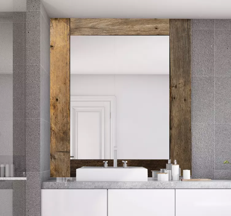 Vintage trä textur spegel klistermärke - Tenstickers