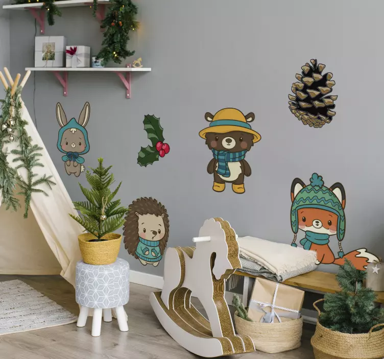 Vinterblommor & djur vilda djur dekaler - Tenstickers