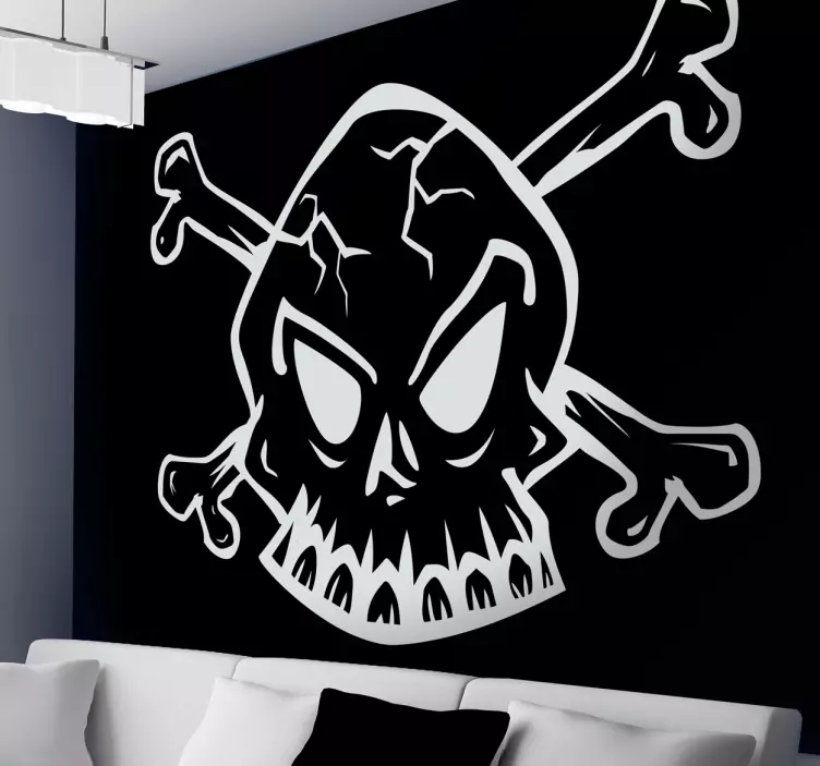 Vit disposition av skallen klistermärke - Tenstickers