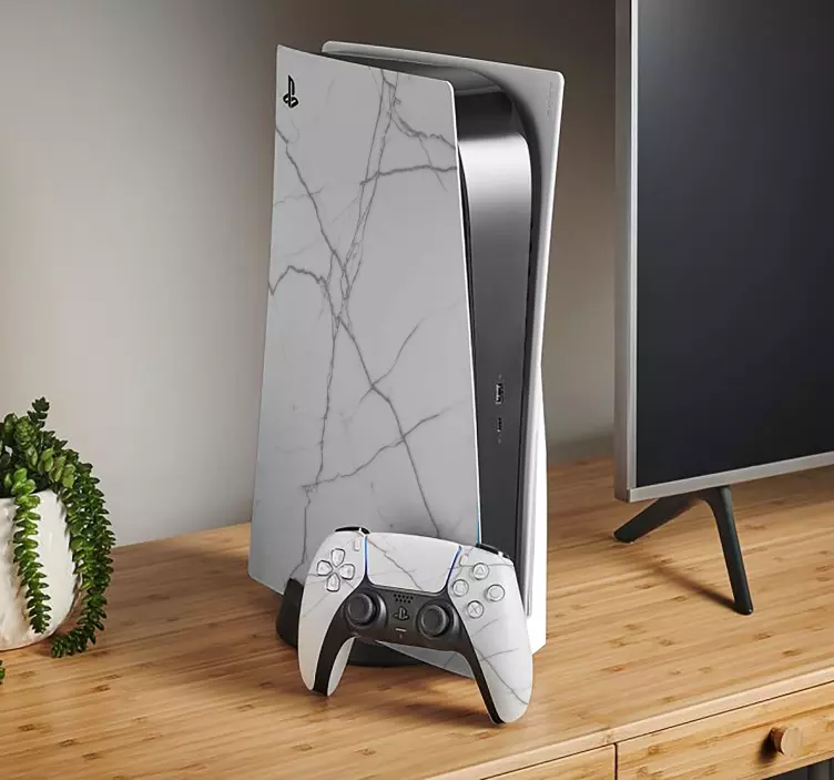 Vit marmor Väggklistermärken PS5 - Tenstickers