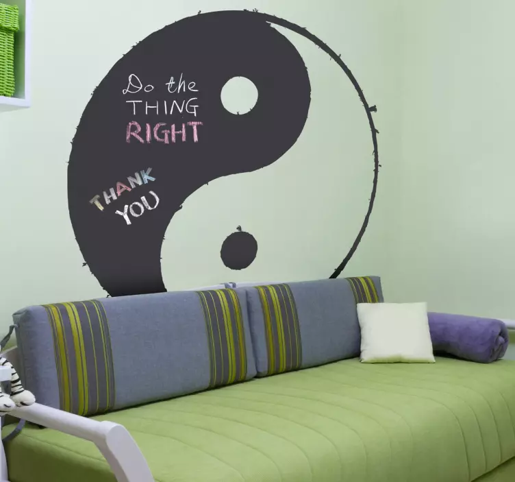 Yin och yang svart tavla klistermärke - Tenstickers