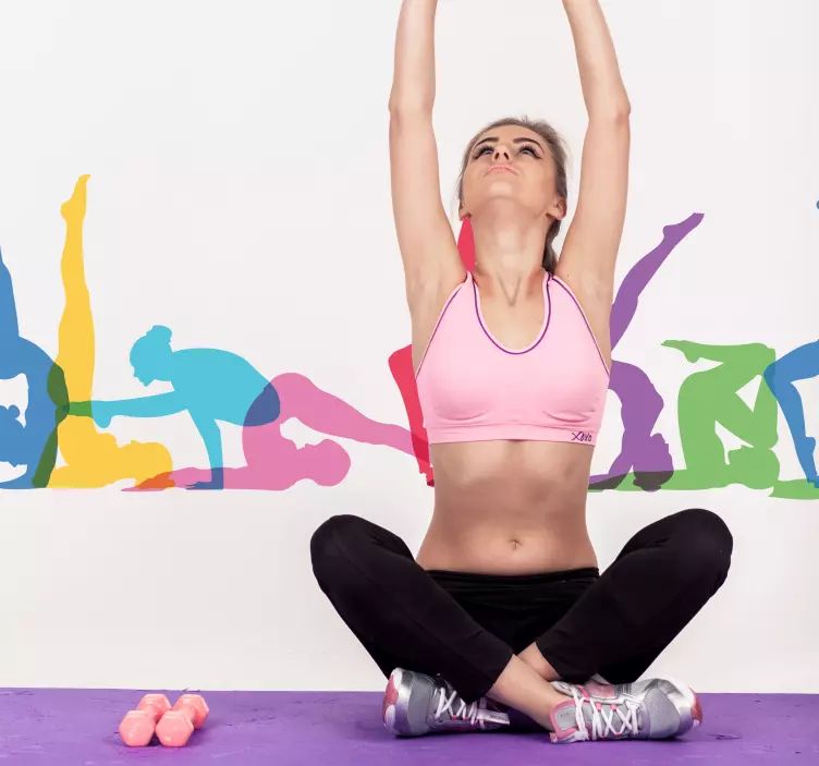 Yogapositioner vardagsrumdekor - Tenstickers