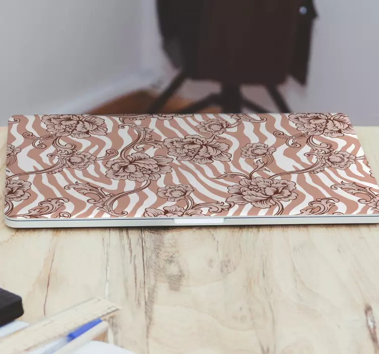 Zebra tryck och blommor korall bärbara skinn - Tenstickers