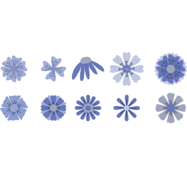 Graciösa blå blommor klistermärke cykel - Tenstickers