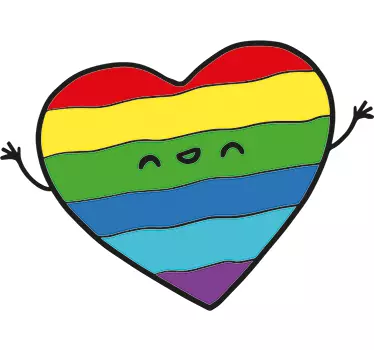 Gay pride flagga hjärta med händer älskar vägg klistermärke - Tenstickers