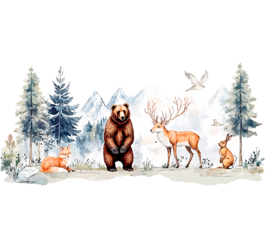 Realistiskt ritad skog wallsticker - Tenstickers