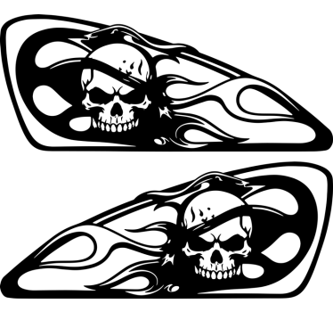 Skalle i eld dekal motorcykel - Tenstickers