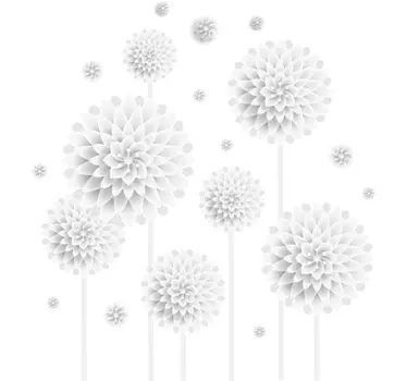 Vita blommor vägg klistermärke - Tenstickers