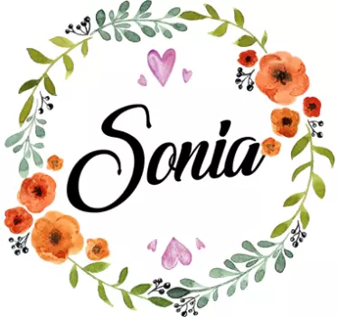 Blommigt personligt namn klistermärke - Tenstickers