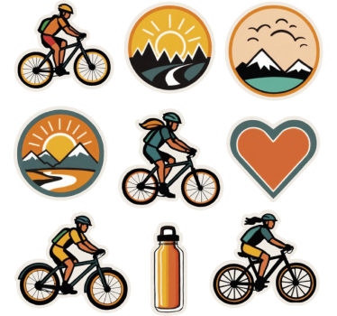 Slumpmässig cykeluppsättning klistermärken till cykel - Tenstickers