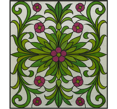 Viktorianskt blommigt glas fönster klistermärke - Tenstickers